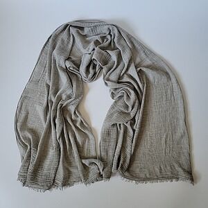 Cotton Wrap Shawl Scarf 72"x30" Gray Coastal Lagenlook Minimalist Versatile